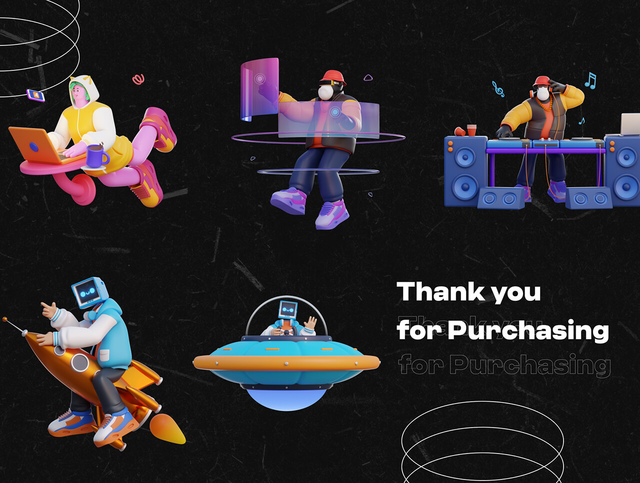 复古未来风的3D素材包：10款现成模型，设计师必备神器