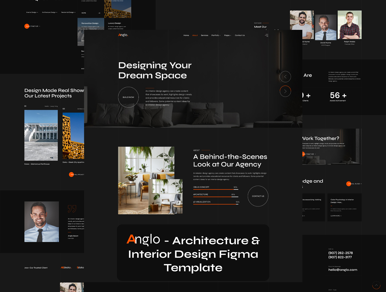 26个高级黑建筑和室内设计主题Figma模板：开发级布局即刻启航