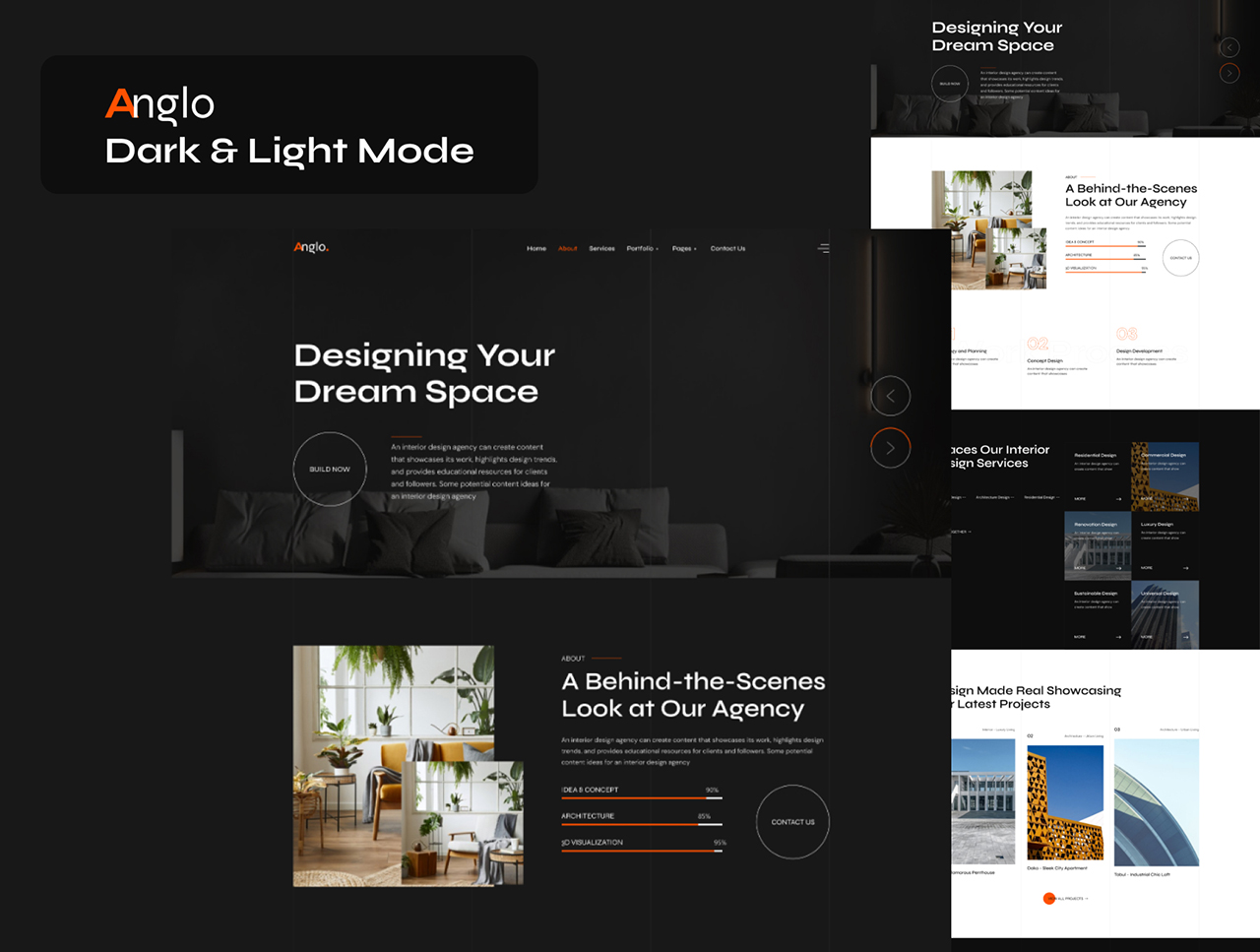 26个高级黑建筑和室内设计主题Figma模板：开发级布局即刻启航
