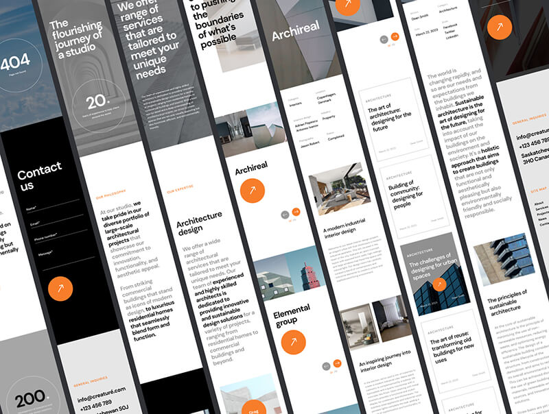 18个高级橙黑搭配高端建筑风格网站模板，简洁现代值得拥有