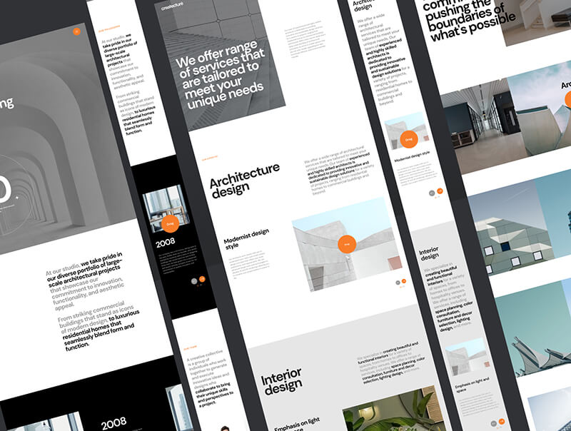 18个高级橙黑搭配高端建筑风格网站模板，简洁现代值得拥有