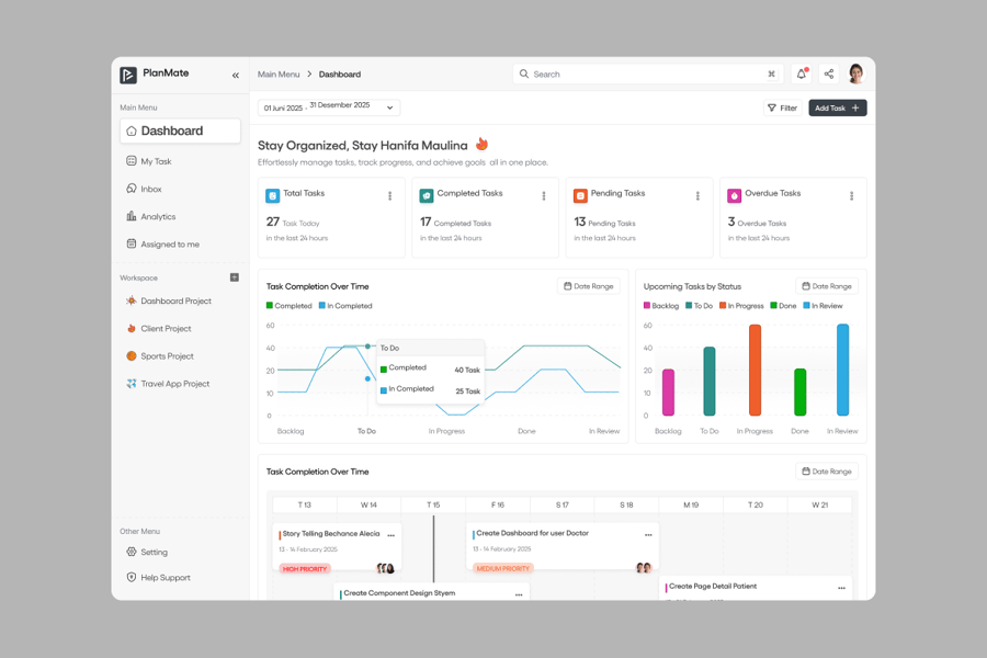 白色背景多彩任务管理后台UI界面素材包