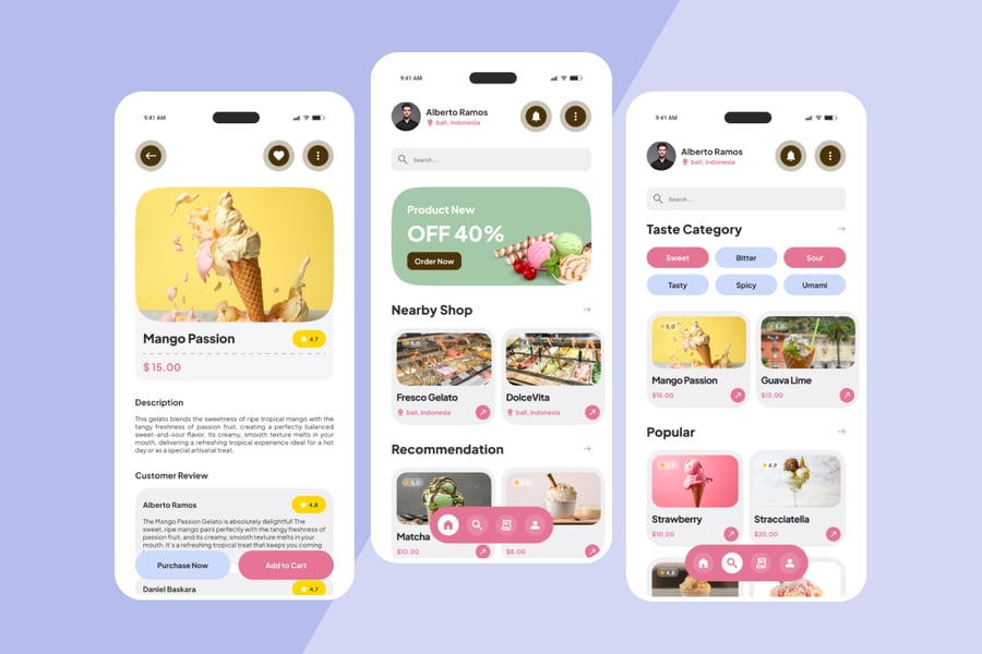 漂亮的美食冰淇淋主题APP UI KIT素材包