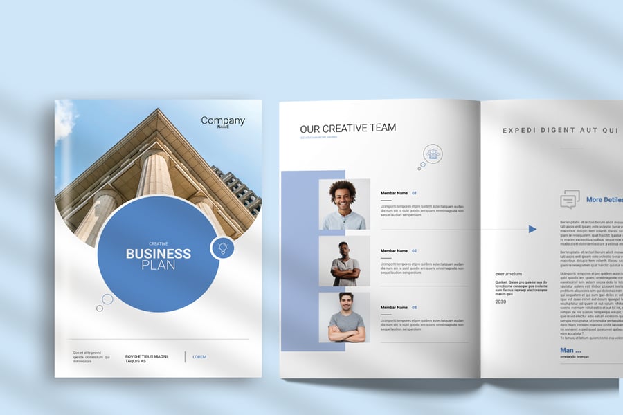 漂亮的蓝色商业计划手册画册模板