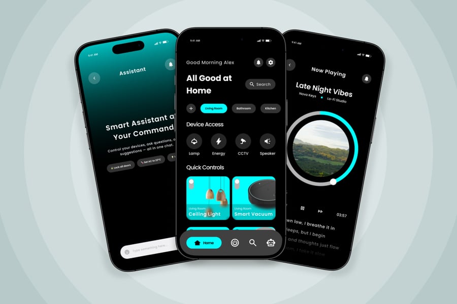 黑色智能生活应用APP UI KIT素材包