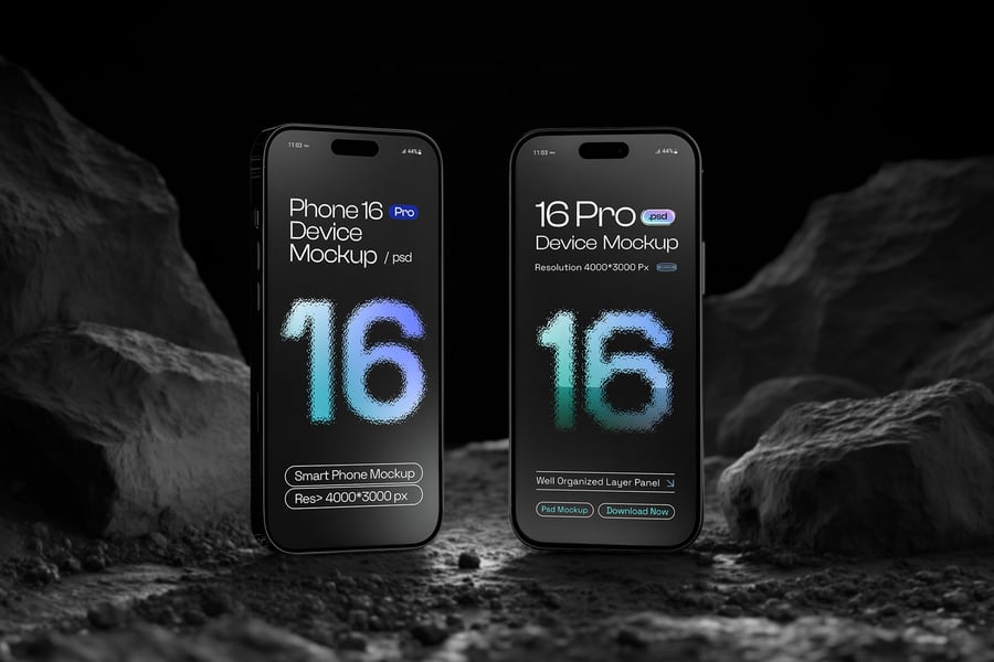 iPhone 16 Pro 手机模型PSD样机素材包