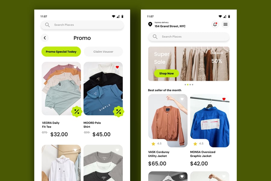 绿色简洁电商主题APP UI KIT素材包