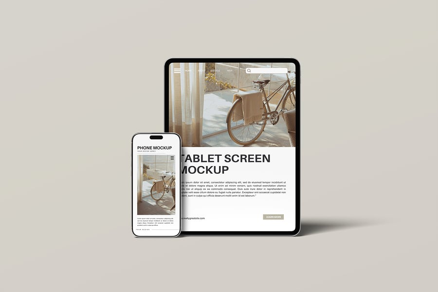 多种角度平板电脑加上智能手机双模型PSD样机素材包