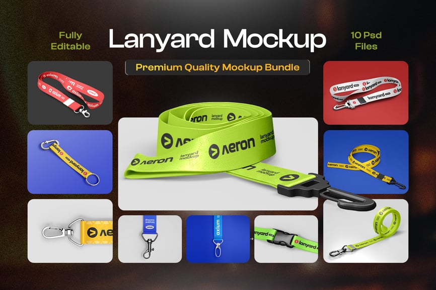 漂亮的挂绳工牌卡持有者模型PSD样机素材包