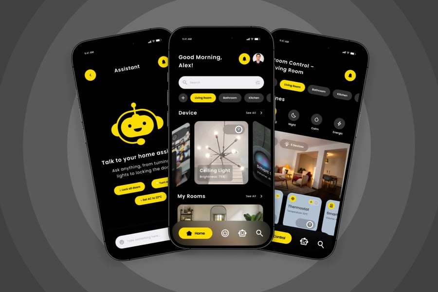黑色智能家居主题APP UI KIT素材包