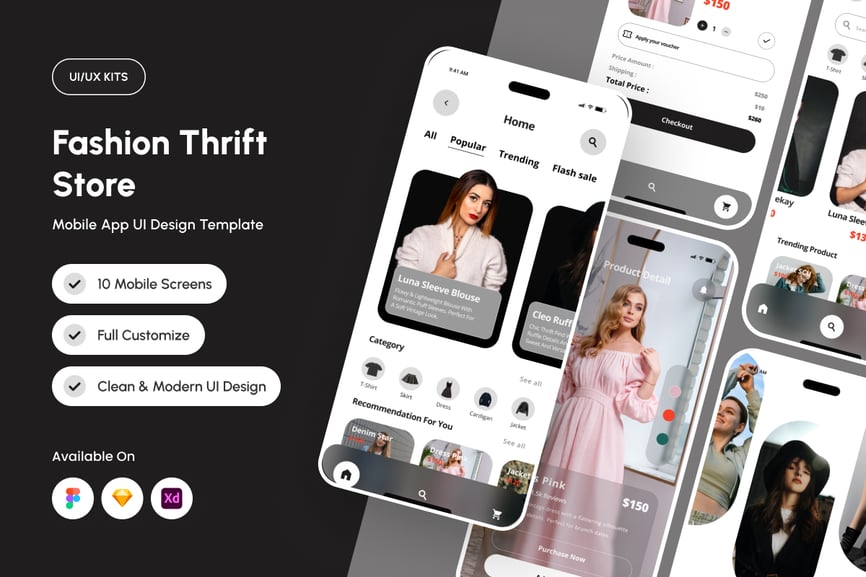 时尚的旧货购物应用APP UI KIT素材包