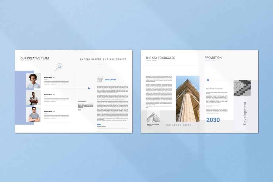 漂亮的蓝色商业计划手册画册模板