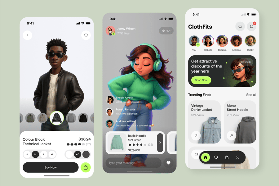 设计时尚的电子商务主题APP UI KIT素材包