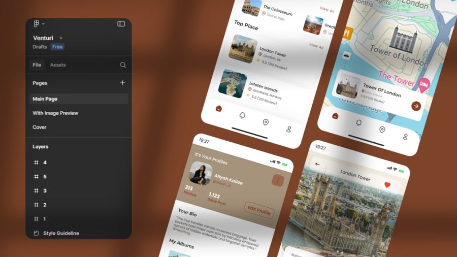 一套旅行移动应用APP UI KIT界面素材包