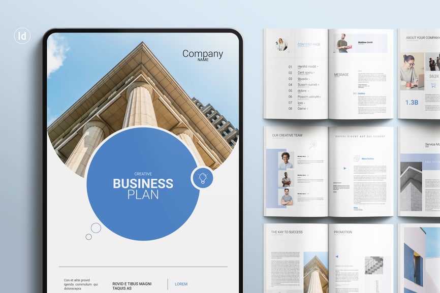 漂亮的蓝色商业计划手册画册模板