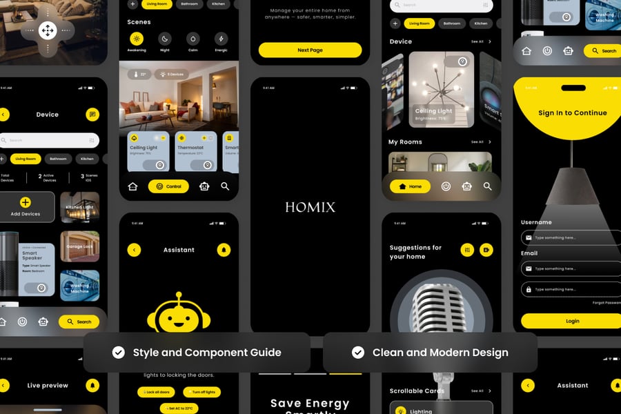 黑色智能家居主题APP UI KIT素材包