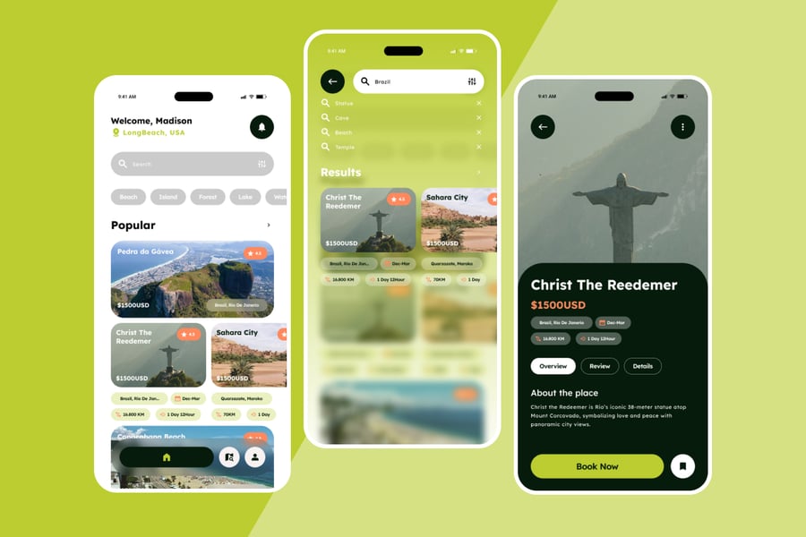 绿色风格个人旅行应用APP UI KIT素材包-4 绿色风格个人旅行应用APP UI KIT素材包