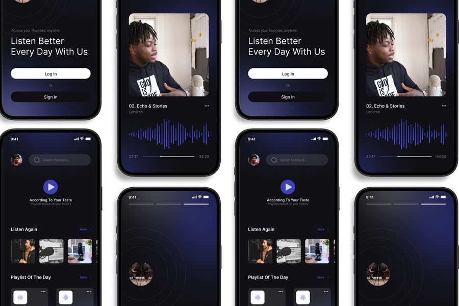 深紫色个人音乐移动应用APP UI KIT素材包