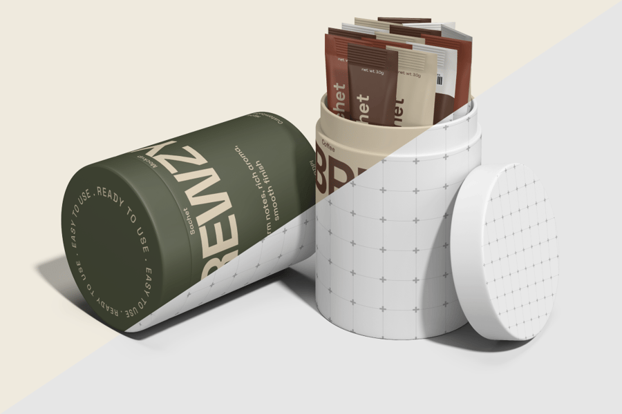 带管包装模型的咖啡袋PSD样机素材包