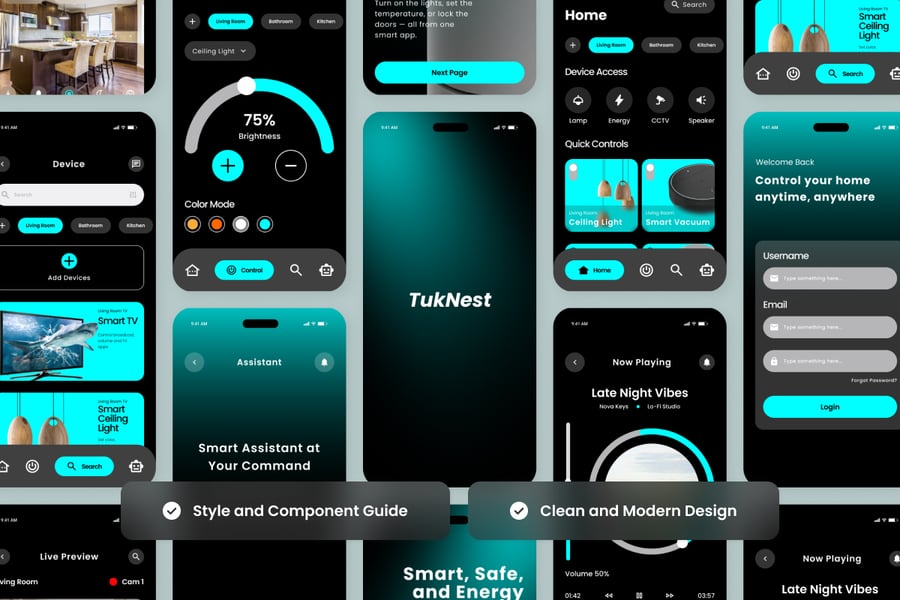 黑色智能生活应用APP UI KIT素材包
