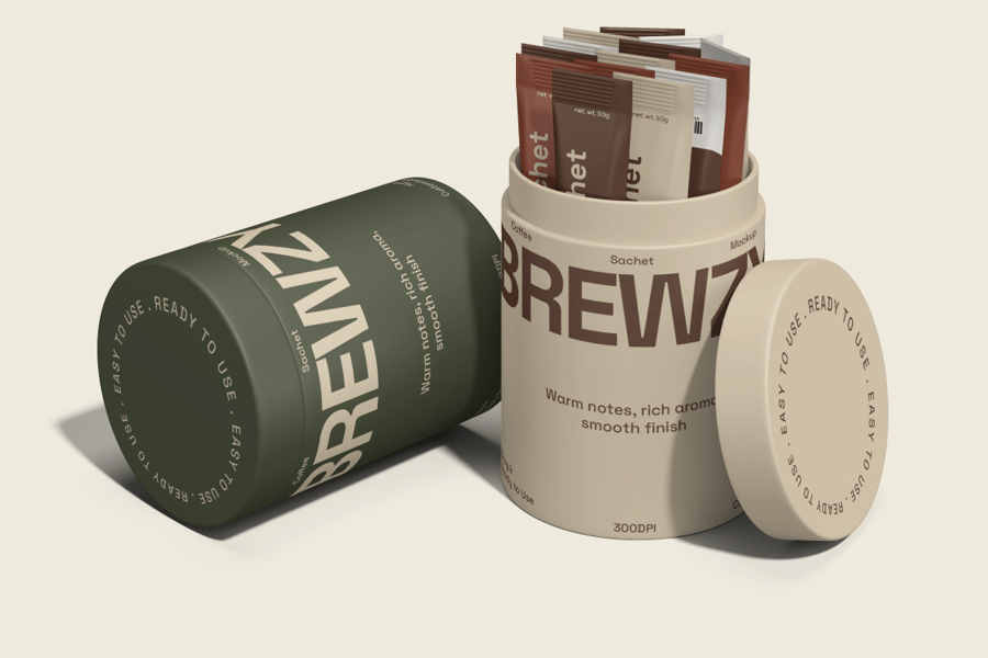 带管包装模型的咖啡袋PSD样机素材包