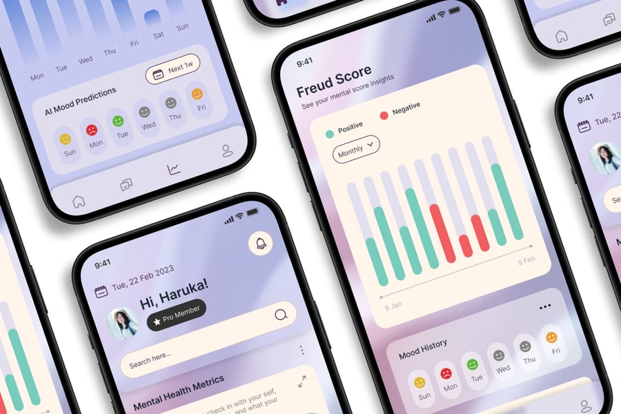心理健康追踪器 – 移动应用程序 UI 套件-3 心理健康追踪器 – 移动应用程序 UI 套件