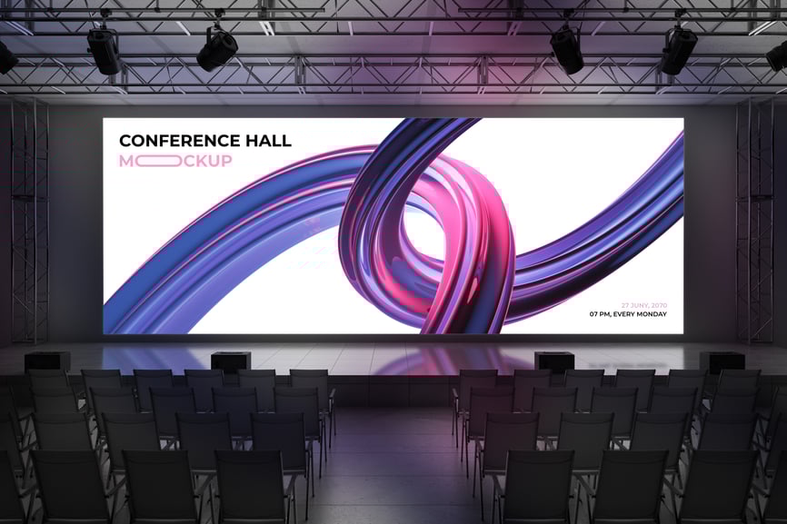 一个漂亮的会议厅屏幕PSD模型素材包