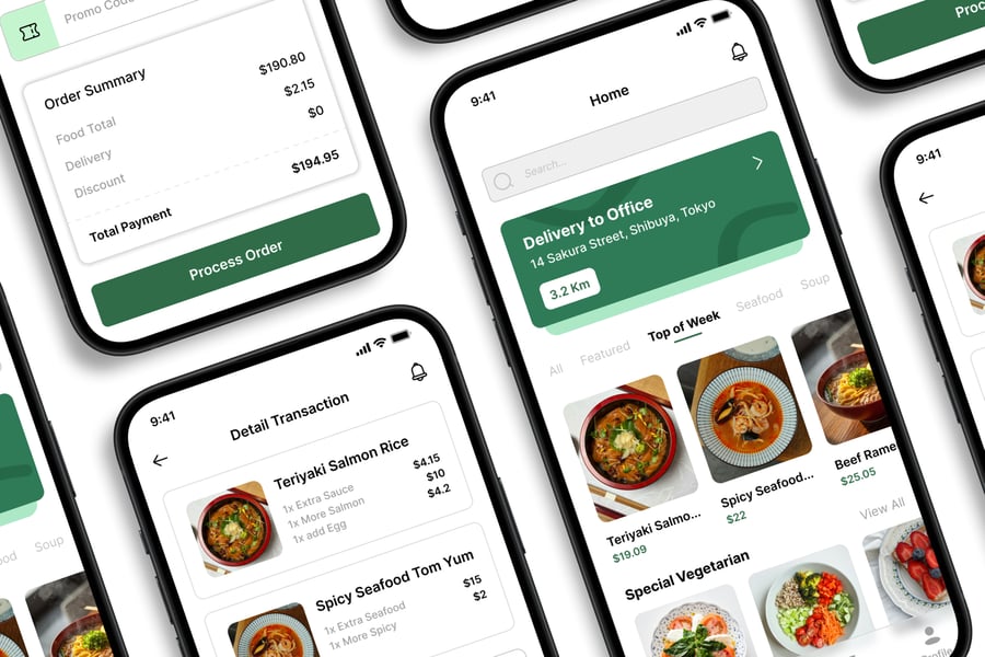 漂亮的绿色食品配送移动应用APP UI界面素材包-4 漂亮的绿色食品配送移动应用APP UI界面素材包