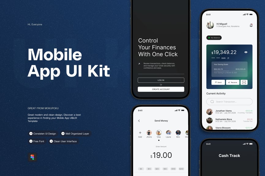 简洁大气的资金流水跟踪移动应用APP UI KIT素材包