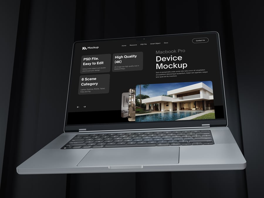 9个暗黑高级MacBook模型PSD样机素材包