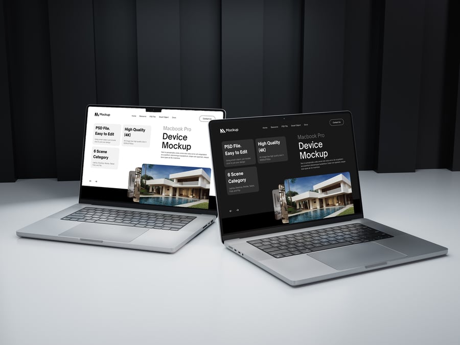 9个暗黑高级MacBook模型PSD样机素材包