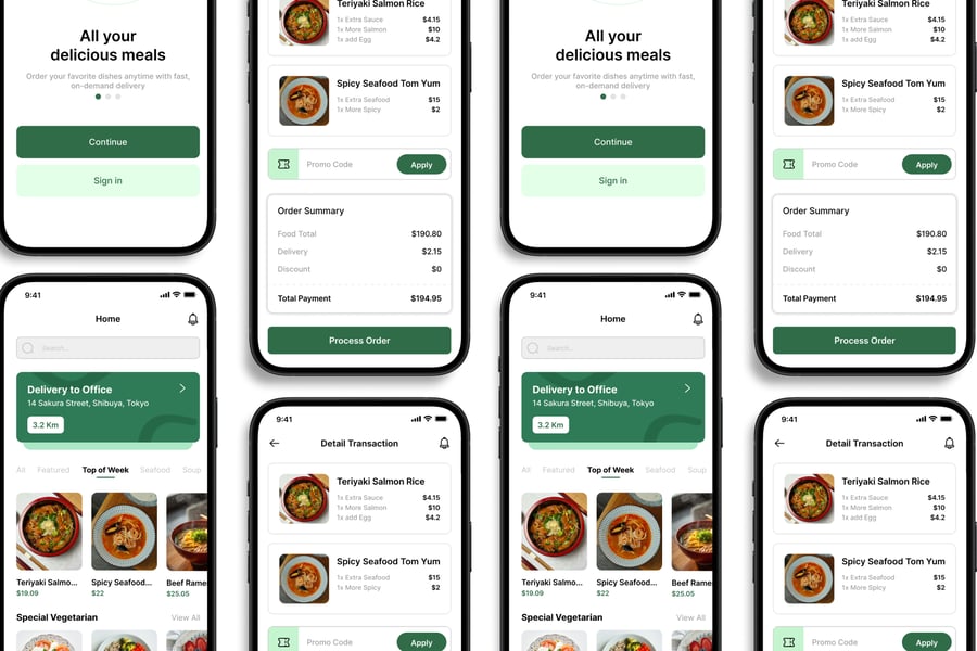 漂亮的绿色食品配送移动应用APP UI界面素材包-2 漂亮的绿色食品配送移动应用APP UI界面素材包