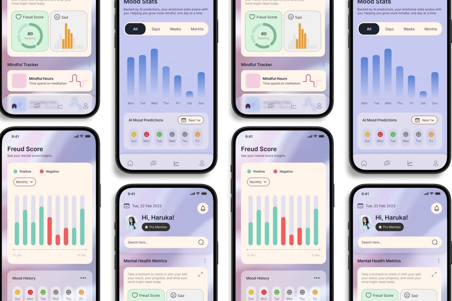 心理健康追踪器 – 移动应用程序 UI 套件-4 心理健康追踪器 – 移动应用程序 UI 套件