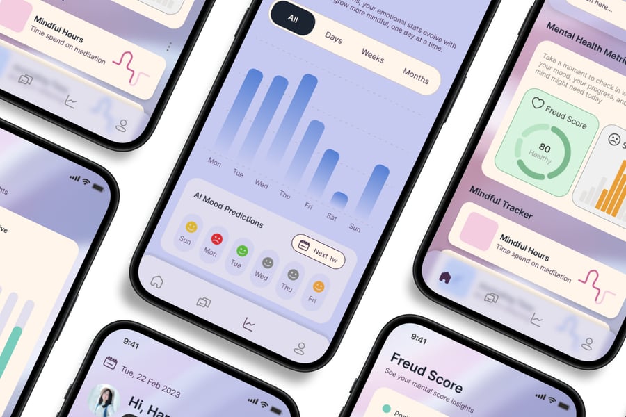 心理健康追踪器 – 移动应用程序 UI 套件-2 心理健康追踪器 – 移动应用程序 UI 套件
