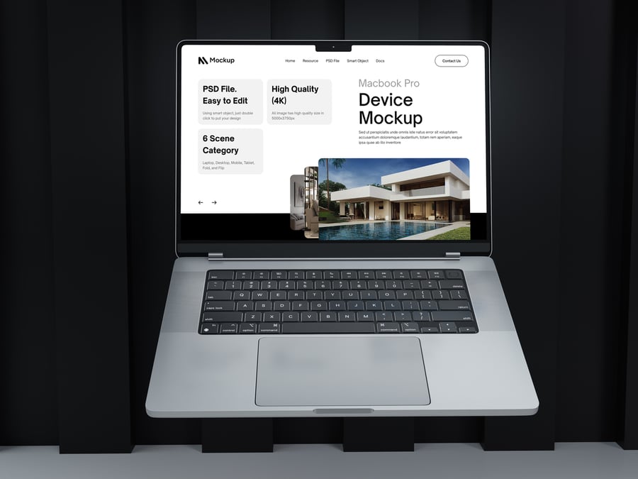 9个暗黑高级MacBook模型PSD样机素材包