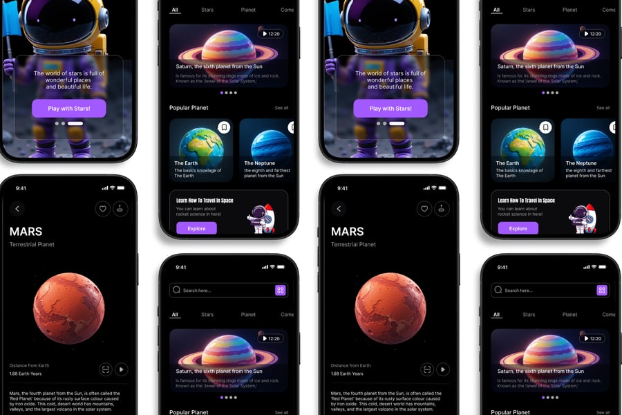 漂亮的黑色移动端空间学习APP UI界面素材包-2 漂亮的黑色移动端空间学习APP UI界面素材包