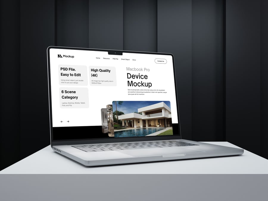 9个暗黑高级MacBook模型PSD样机素材包