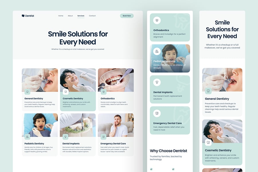 漂亮优雅的牙医牙科诊所网站UI界面素材包-3 漂亮优雅的牙医牙科诊所网站UI界面素材包