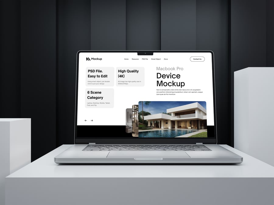 9个暗黑高级MacBook模型PSD样机素材包