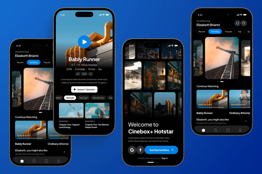 电影和电视流媒体移动应用程序APP UI界面素材包-3 电影和电视流媒体移动应用程序APP UI界面素材包