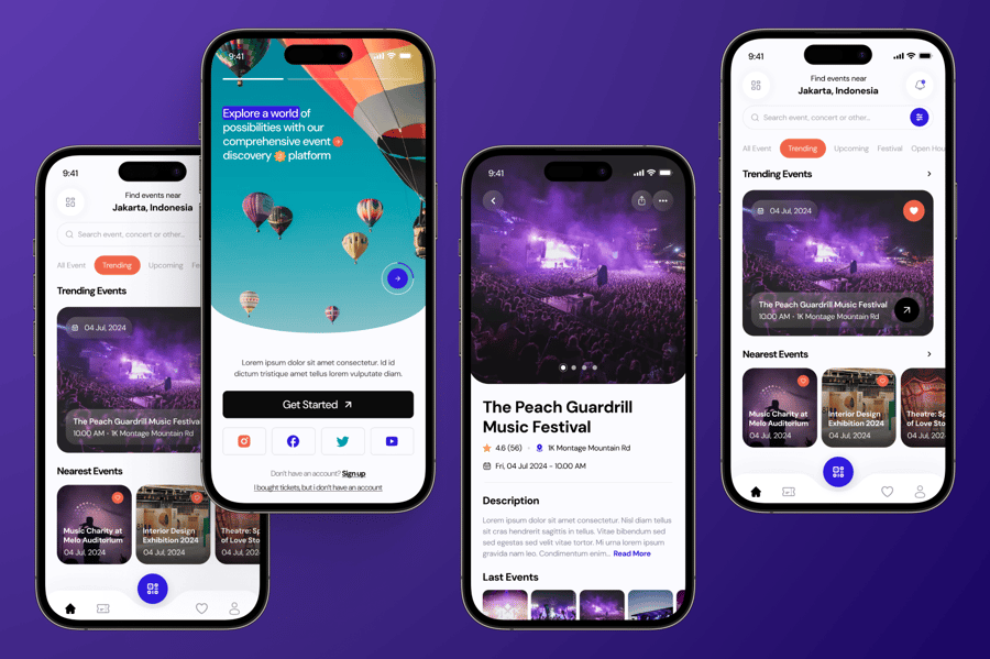 活动和门票预订移动应用程序APP UI界面素材包-4 活动和门票预订移动应用程序APP UI界面素材包