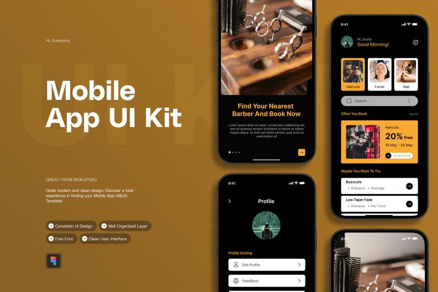 一套简洁黑色漂亮的移动应用APP UI 素材包-1 一套简洁黑色漂亮的移动应用APP UI 素材包