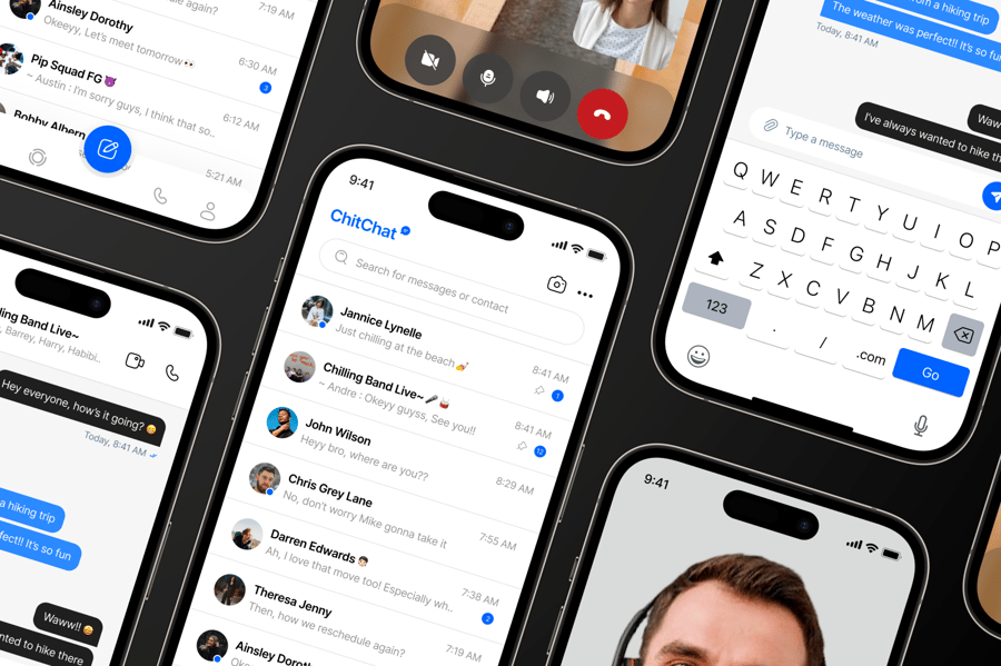 ChitChat:一款漂亮简洁的蓝色聊天和消息应用APP UI素材包-3 ChitChat:一款漂亮简洁的蓝色聊天和消息应用APP UI素材包