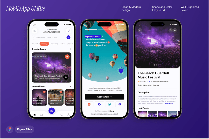 活动和门票预订移动应用程序APP UI界面素材包-1 活动和门票预订移动应用程序APP UI界面素材包