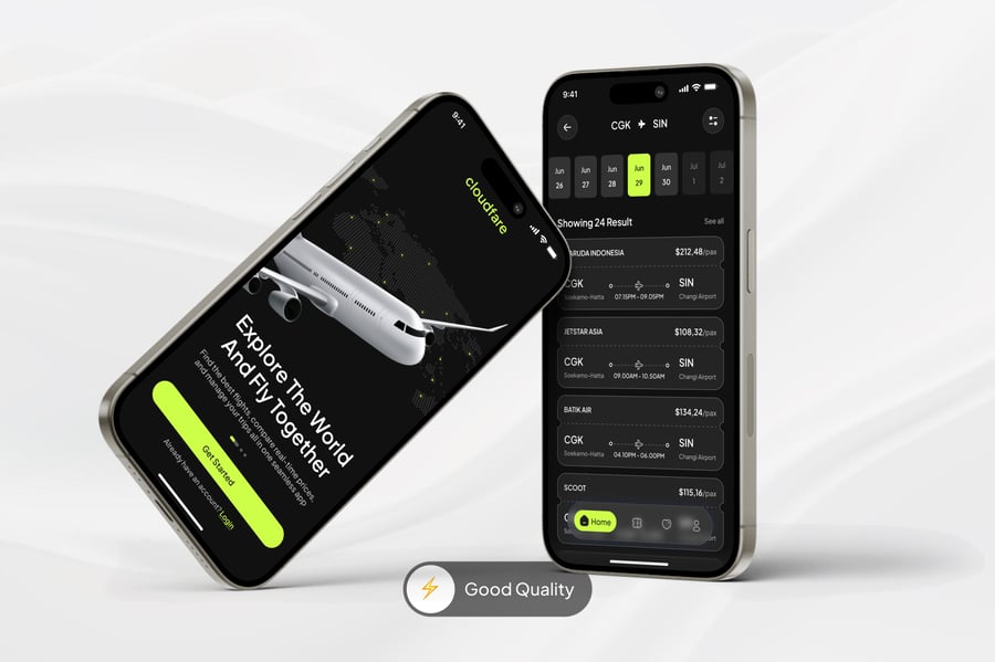 漂亮的黑色航班预订移动应用程序-4 漂亮的黑色航班预订移动应用程序