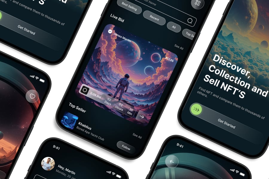 黑色NFT主题APP UI界面素材包-3 黑色NFT主题APP UI界面素材包