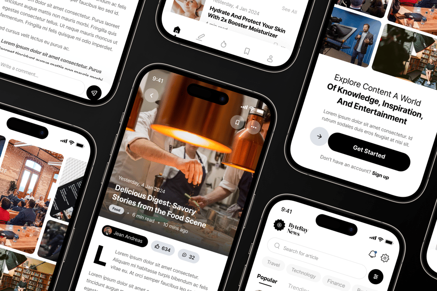 设计现代的新闻与文章移动应用 UI 组件包