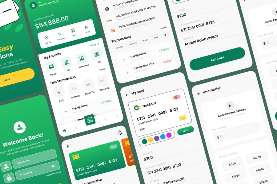 一套绿色新一代数字银行应用程序APP UI界面素材包-5 一套绿色新一代数字银行应用程序APP UI界面素材包