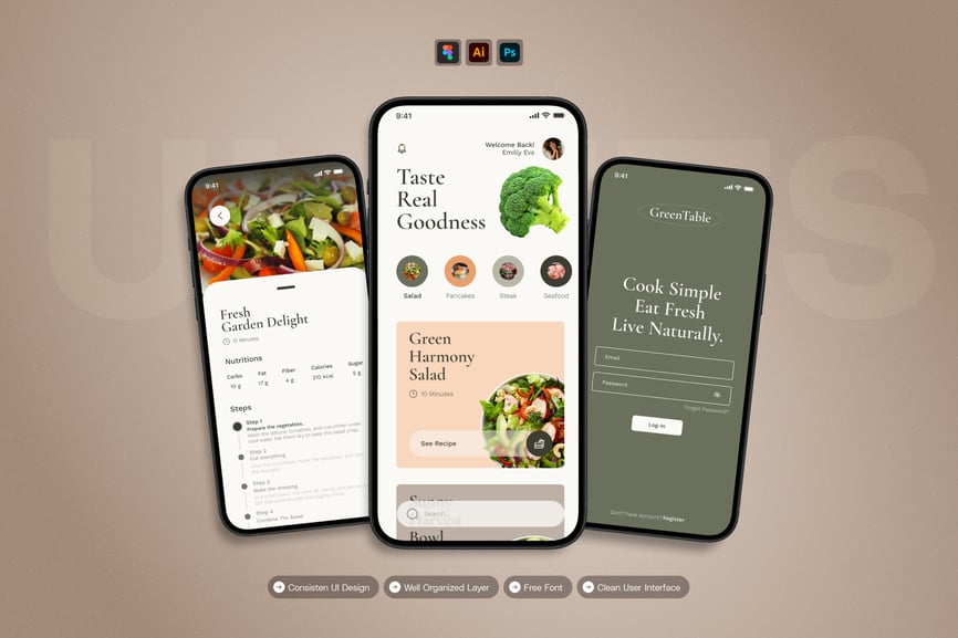 一套蔬菜水果移动应用APP UI界面素材包