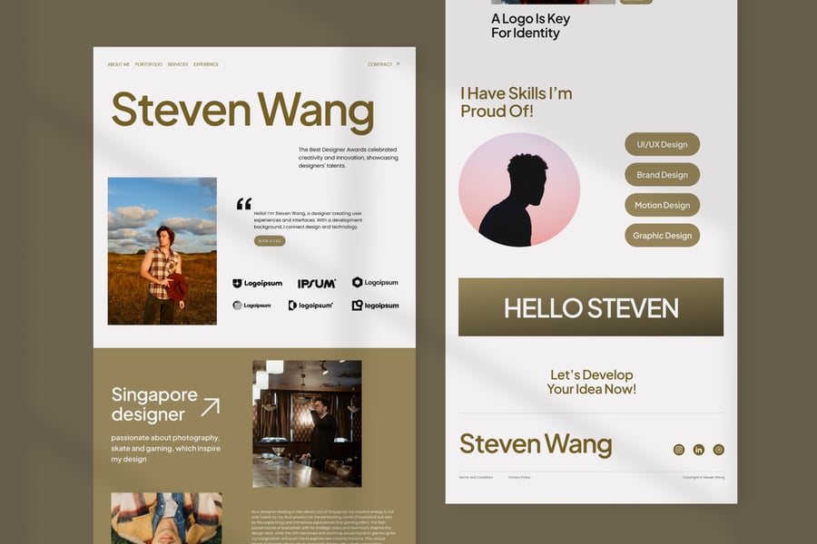 简洁金色作品集主题着陆页UI设计素材包（Figma）